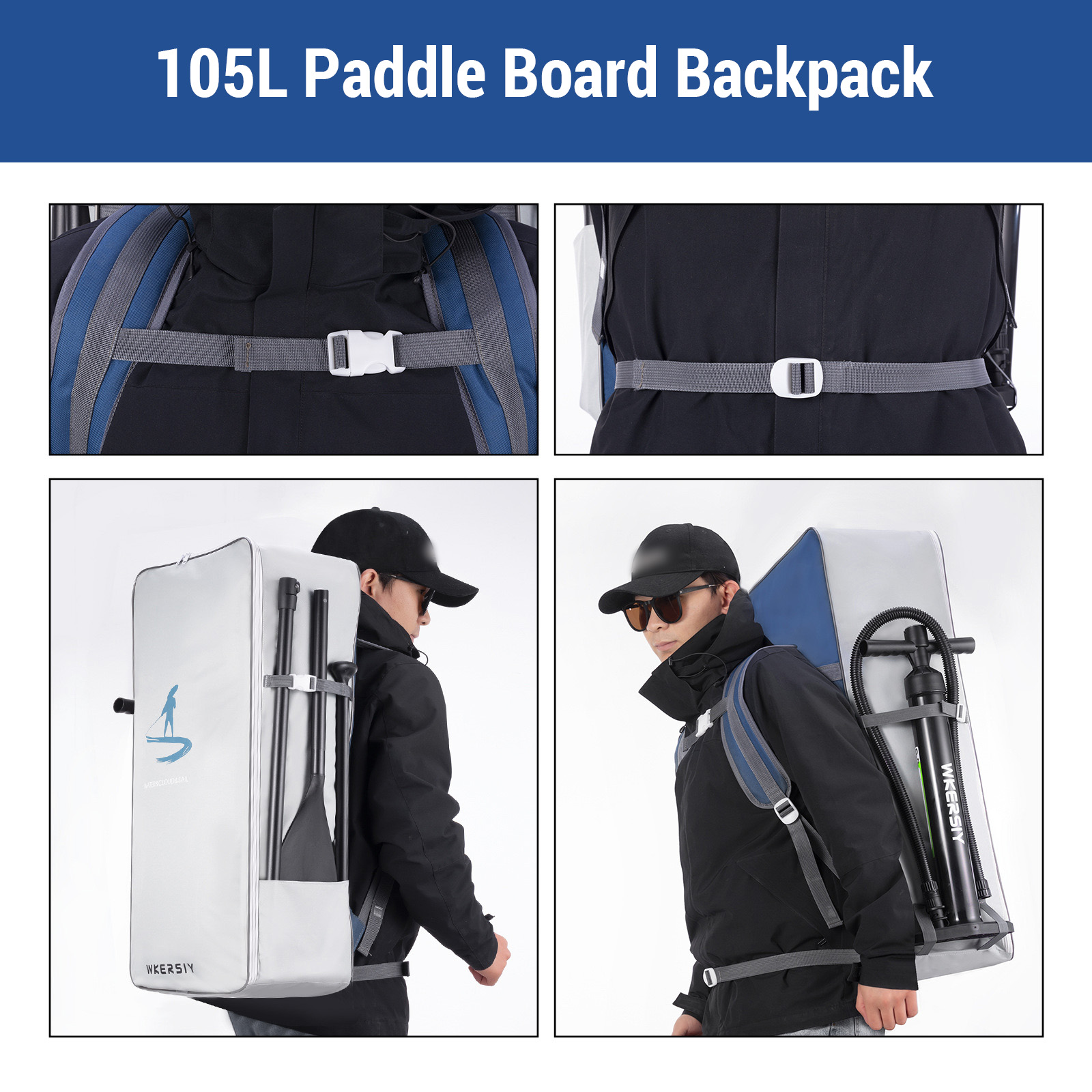 105L Paddle Board Backpack Wat - Stand Up Paddle Leash ulasan dan harga